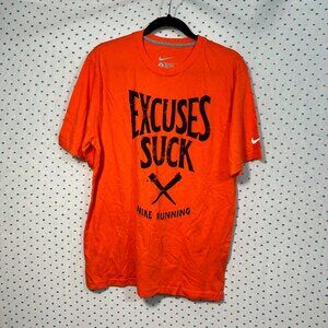 Nike Running Regular Fit Orange & Black 'Excuses Suck' Short Sleeve T-Shirt